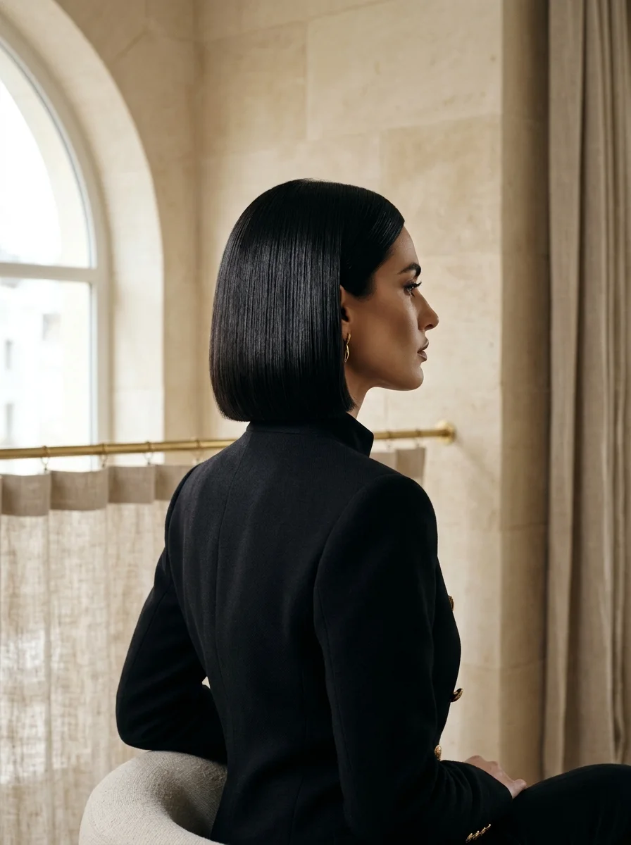 Geometryczne cięcie blunt bob - Salon MonaLisa Pajęczno
